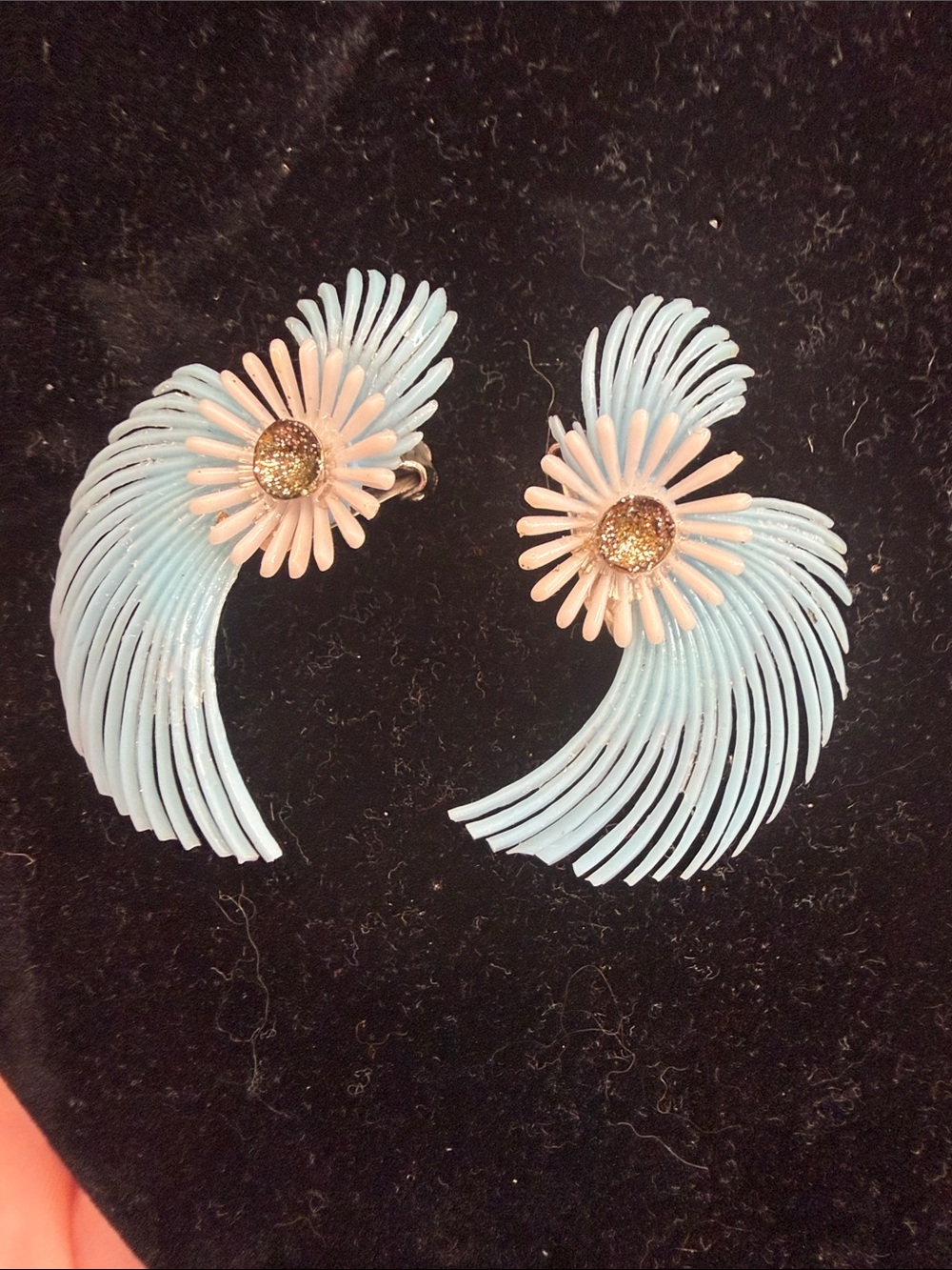 Vintage 1950s soft style winged  clip on earrings